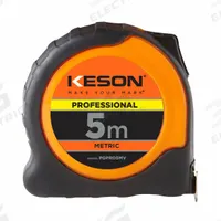 KESON Tape Measure: Nonmagnetic Single Hook Tip, 5 m, Plastic, High-Visibility Orange (MPN PGPRO5MV). Key specifications — attr935324: KESON; attr942259: High-Visibility Orange; attr935326: Finger Brake; attr935328: 1 mm; attr935329: Centimeters; attr935337: Metric; attr936607: Manual Lock; attr985315: 5 m or less.