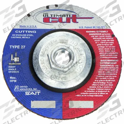 UNITED ABRASIVES-SAIT Depressed Center Cut-Off Wheel: Type 27, 5" x 0.045" x 5/8"-11, Zirconia Alumina - High-Performance Cut-Off Wheels for Carbon & Stainless Steel