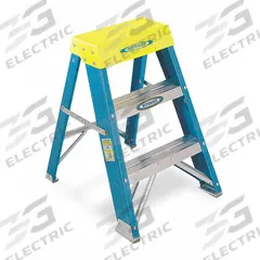 WERNER Step Stool: 2 Steps, 2 ft Overall Ht, 250 lb Load Cap, Fiberglass, 2 ft Standing Ht (MPN 6002). Key specifications — Brand: WERNER; Color: Blue.