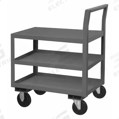 APPROVED VENDOR Utility Cart: 1,400 lb, 43 in L x 26 in W x 40 in H Overall Dim, 3 Shelves - Low-Profile Utility Carts with Lipped & Flush Metal Shelves