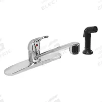 DOMINION FAUCETS Low Arc Kitchen Faucet: Silver, Cast Brass, Single-Post, Deck, 4 Mounting Holes (MPN 77-1182). Key specifications — Series: Silver; Brand: DOMINION FAUCETS.
