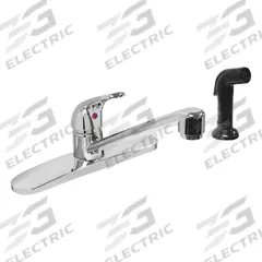 DOMINION FAUCETS Low Arc Kitchen Faucet: Silver, Cast Brass, Single-Post, Deck, 4 Mounting Holes (MPN 77-1182). Key specifications — Series: Silver; Brand: DOMINION FAUCETS.
