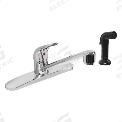 DOMINION FAUCETS Low Arc Kitchen Faucet: Silver, Cast Brass, Single-Post, Deck - Single-Post Kitchen Faucets