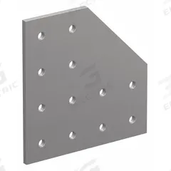 90° Angled Flat Plate: 90° Angled Flat Plate, 40 Series, 6 mm x 160 mm x 160 mm, 12 Holes, Silver (MPN 40-4328). Key specifications — Material: Aluminum; Brand: 80/20; Finish: Anodized.