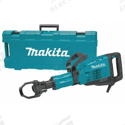 MAKITA Demolition Hammer Kit: Corded, Chipper, 1 1/8 in Hex, 25.7 ft-lb, 1,450 bpm - Inline Corded Demolition Hammers