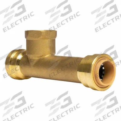 Grainger FNPT Slip Tee: 1/2 in OD x 1/2 in OD x 1/2 in Pipe Size - Standard Brass Push-to-Connect Tube Fittings