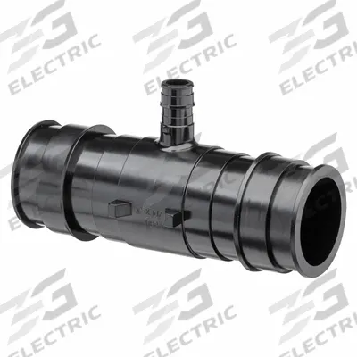 ZURN Barbed Tee: 2 in ID x 1/2 in ID x 1/2 in ID Size, Barbed x Barbed x Barbed - Expansion Polymer Barbed Tube Fittings