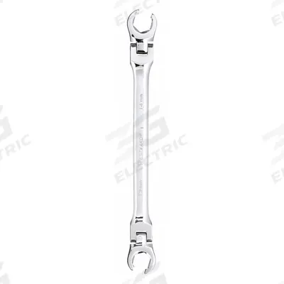 WESTWARD Flare Nut Wrench: Alloy Steel, Chrome, 13 mm_14 mm Head Size - Metric, Double End, Flex Head, 6-Point, Flare Nut Wrenches