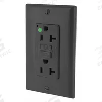 LEVITON GFI Receptacle: Hospital Grade Fed. Spec., Decorator Duplex, 5-20R, Black, GFCI, 125V AC (MPN GFNT2-HGE)