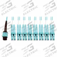 EATON TRIPP LITE MPO Breakout Cables: (1) 24F MPO/PC Female (Aqua) x (8) LC Duplex Male (Aqua), Aqua (MPN N846D-03M-24CAQ). Key specifications — Fire Rating: Plenum; Fiber Type: OM4; Brand: EATON TRIPP LITE; End 1 Connection Gender: Female; End 1 Contact Type Finish: PC; End 2 Connection Gender: Male; End 2 Contact Type Finish: PC; _MPO Cable Connector Design: (1) 24F MPO/PC Female (Aqua) x (8) LC Duplex Male (Aqua).