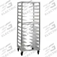 NEW AGE INDUSTRIAL Universal Stepped-Angle Pan Rack: 13 Slots, 4 1/2 in Betw Shelves, 24 1/2 in Wd (MPN 1640). Key specifications — Brand: NEW AGE INDUSTRIAL; Material: Aluminum; Nesting: No; Pan Size: 20 x 22 in; Product Type: Universal Stepped Angle Pan Rack; NSF Certified: Yes; Full Size/Half Size: Full Size; Includes Top: No.