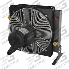 AKG Forced Air Oil Cooler: 40 hp Heat Removed, 80 gpm Max. Flow, 377 psi Max. Pressure, 230/460V AC (MPN A40-3). Key specifications — attr96059: SAE #20; attr96056: 56C; attr96057: 230/460V AC; attr98919: AKG.