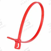RETYZ Releasable Cable Tie: Red, 6 in Lg, Max. 1 1/2 in Bundle Dia., 18 lb Rated, 100 PK (MPN VRT-S06RD-TA). Key specifications — Outdoor Use: No; Color: Red; Brand: RETYZ; Pack: Large Pack.