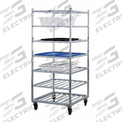 NEW AGE Universal Cart: 7 Shelves, 69 in Overall Ht, 32 in Overall Lg - Open Aluminum Carts