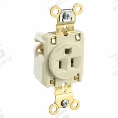 HUBBELL Receptacle: Single, 5-15, Ivory, 125V AC, 15 A, 2 Pole / 3 Wire (MPN HBL5261I) - General Purpose Receptacles
