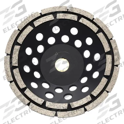 HUSQVARNA Segment Cup Grinding Wheel: Double Row, 7" Dia, 5/8-7/8" Arbor, 12 Segment - Double-Row Diamond Segment Cup Grinding Wheels