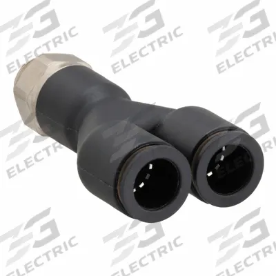 LEGRIS Push-Fit Wye Fitting: 3/8 in Pipe x 5/16 in OD x 5/16 in OD Size, Polymer - Nylon & Nickel-Plated Brass Tube Fittings