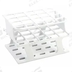 Tube Rack: 3 3/8 in Overall Wd, 5 in Overall Ht, 4 in Overall Lg, POM, White, (20) Wells, Benchtop (MPN HS27503A). Key specifications — Material: POM; Mounting Location: Benchtop; Color: White; Product Type: Test Tube Rack; Total Holding Capacity: (20) Wells; Brand: HEATHROW SCIENTIFIC.