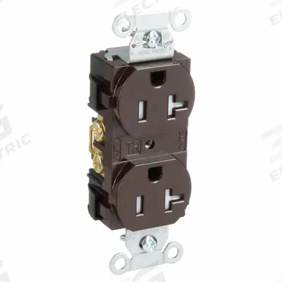 BRYANT Receptacle: Duplex, 5-20, Brown, 125V AC, 20 A, 2 Pole / 3 Wire (MPN CBRS20TR) - General Purpose Receptacles