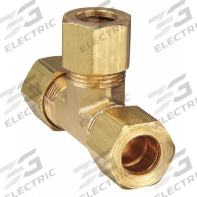 PARKER Compression Tee Fitting: 1/2 in OD x 1/2 in OD x 1/2 in OD Fitting Size, Brass - Standard Sleeve Brass Compression Fittings