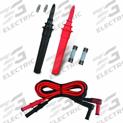 TRIPLETT Test Leads: CAT III 1000V/CAT IV 600V, Std Probe, Right Shrouded Plug - Test Leads with Probes