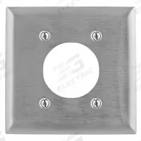 HUBBELL Wall Plate: Single Circular Opening, 2 Gang, Silver, Std Size (MPN SS703). Key specifications — Brand: HUBBELL; Material: Stainless Steel.