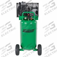 SPEEDAIRE Air Compressor: Splash Lubricated, 25 gal, Vertical, 2 hp, 6.2 cfm @ 90 psi, 120V AC, 15A (MPN C251G). Key specifications — attr48686: Splash Lubricated; attr48685: 120V AC; attr48678: 15A; attr48688: Pump is shipped full of oil; attr48671: SPEEDAIRE; attr124308: Standard (75 dBA or more).