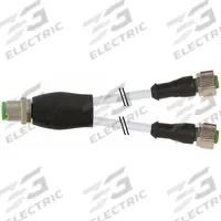 Cordset: M12 Male Straight X (2) M12 Female Straight, 4 Pins, Gray, PUR, 0.3 m Cable Lg (MPN 7000-40701-2330030). Key specifications — Cable Jacket Color: Gray; End 1 Gender: Male; End 1 Mounting Orientation: Straight; End 2 Gender: Female; End 2 Mounting Orientation: Straight; End 2 Connection Type: (2) M12; IP Rating: IP65; Brand: MURRELEKTRONIK.