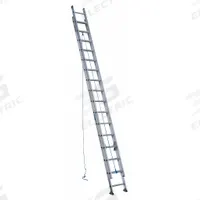 WERNER Extension Ladder: 32 ft Ladder Size, Aluminum, 250 lb Load Capacity, 64 lb Wt, 2 Sections (MPN D1332-2). Key specifications — Color: Silver; Brand: WERNER; Included Features: Rope and Pulley; Removable Fly: Removable.