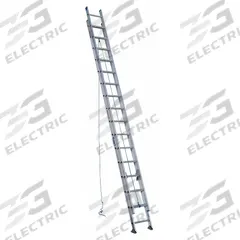WERNER Extension Ladder: 32 ft Ladder Size, Aluminum, 250 lb Load Capacity, 64 lb Wt, 2 Sections (MPN D1332-2). Key specifications — Color: Silver; Brand: WERNER; Included Features: Rope and Pulley; Removable Fly: Removable.