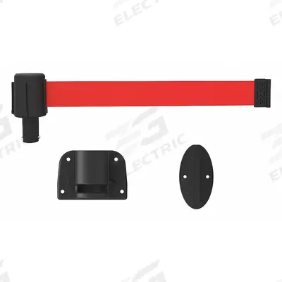 BANNER STAKES Retractable Belt Barrier: Anchors/Screws, 15 ft Belt Lg - Wall-Mount Retractable Belt Barriers