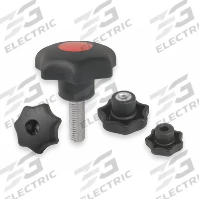 KIPP Hand Knob: 7 Point, Plastic w/ Steel Thread, 1/2"-13 Thread, 30 mm Thread Lg - 7-Arm Knobs with Threaded Stud