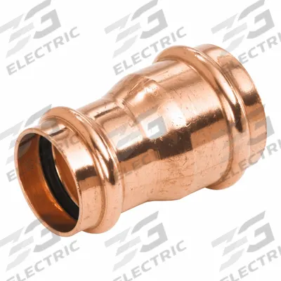 NIBCO Crimp Fitting Coupling: Straight, 3/4 in CTS x 1/2 in CTS size, Press-fit x Press-fit - Plumbing Copper & Bronze Press Tube Fittings