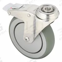 MEDCASTER Bolt-Hole Caster: Swivel, Side Brake, Rubber, 5 in Wheel Dia., 1 1/4 in Wheel Wd, Nylon (MPN SS05AMX125TLHK01). Key specifications — Brand: MEDCASTER; Roll Up: Swivel with Brake.