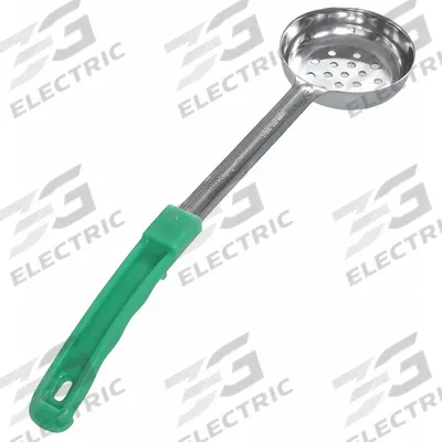 CRESTWARE Portion Controller: 4 oz Capacity, Stainless Steel, Perforated, Green, Plastic - Portion Control Spoons