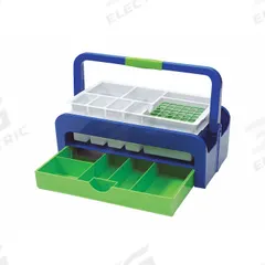 Blood Collection Tray: 10 3/8 in Overall Wd, 6 3/4 in Overall Ht, 16 3/4 in Overall Lg, ABS (MPN HS2200B). Key specifications — Material: ABS; Color: Blue/Green; Product Type: Blood Collection Organizer; Brand: HEATHROW SCIENTIFIC.