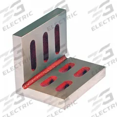 SUBURBAN Angle Plate: Cast Iron, 7 in L x 4 1/2 in W x 5 1/2 in H, 0.002 in Square & Parallel (MPN SAO-070504). Key specifications — Hole Style: (8) 9/16 in; Parallelism: 0.002 in; Brand: SUBURBAN; Flatness: 0.002 in.