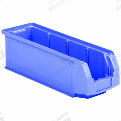 SSI SCHAEFER Stacking Bin: 6 1/8 in x 19 5/8 in x 5 5/8 in, Blue, Label Holder Included - Colored Plastic Bins
