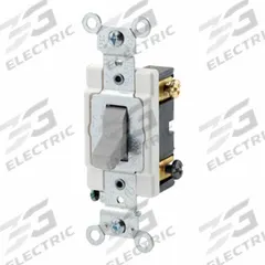 LEVITON Toggle 4-Way, 20 Amp: Toggle Switch, 4-Way, Maintained, Gray, 120/277V AC, 20 A (MPN CSB4-20G). Key specifications — Illuminated: No; Voltage Rating: 120/277V AC.