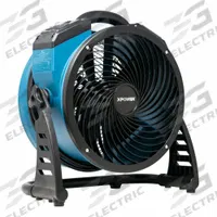 Axial Blower: 1,560 cfm, Pivoting Frame, 115V AC, Variable Speeds, Blue, 360°, Polypropylene (MPN FC-250AD). Key specifications — Product Type: Axial Blower; GFCI Protected: Yes; Number of Speeds: Variable; Housing Material: Polypropylene; Brand: XPOWER; Nominal Voltage: 115V AC.