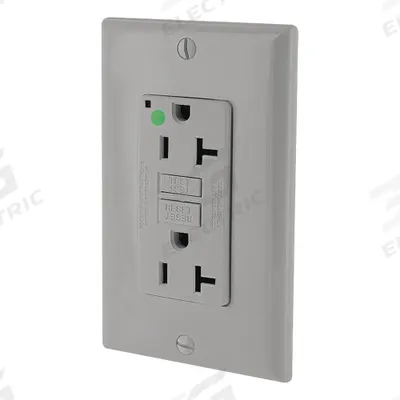 LEVITON GFI Receptacle: Hospital Grade Fed. Spec., Decorator Duplex, 5-20R, Gray, GFCI - General Purpose Receptacles