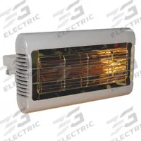 SOLAIRA Electric Infrared Heater: 1125W/1500W Watt Output, 208/240V AC, 1 Phase, Hardwired, Aluminum (MPN SALPHA15240L1G). Key specifications — Wattage Output: 1125W/1500W; Voltage: 208/240V AC; Brand: SOLAIRA; Electrical Connection: Hardwired; Element Type: Quartz Lamp; Housing Color: Silver; Housing Material: Aluminum; Overall Dimensions - L x W x D: 16 in x 10 in x 6 in.
