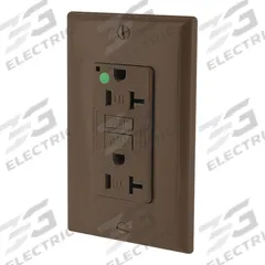 LEVITON GFI Receptacle: Hospital Grade Fed. Spec., Decorator Duplex, 5-20R, Brown, GFCI, 125V AC (MPN GFTR2-HG)