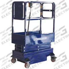 BALLYMORE Mobile Personnel Lift: Battery, Push-Around, 9.8 ft Elevated Platform Ht, 51 in x 27 in (MPN MSL-10). Key specifications — Brand: BALLYMORE; Features Included: Battery Charger.
