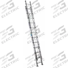 WERNER Extension Ladder: 24 ft Ladder Size, Aluminum, 225 lb Load Capacity, 34 lb Wt, 2 Sections (MPN D1224-2). Key specifications — Color: Silver; Brand: WERNER; Included Features: Rope and Pulley; Removable Fly: Removable.