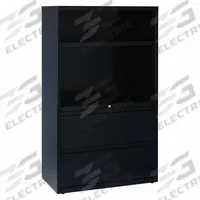 HIRSH Lateral File Cabinet: Black, 2 Drawers, 60 in Overall Ht, 18 5/8 in Overall Dp, Steel, Painted (MPN 16778). Key specifications — attr988670: Painted; attr988694: Steel; attr988691: Integrated; attr988652: HIRSH; attr988656: Black; attr988720: Handle.