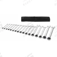 WESTWARD Combination Wrench Set: Alloy Steel, Chrome, 17 Tools, 8 mm to 25 mm Range of Head Sizes (MPN 54DG33). Key specifications — attr309581: Chrome; attr309580: Alloy Steel; attr309571: Yes; attr309583: No; attr309587: No; attr324931: WESTWARD; attr309569: 8 mm to 25 mm; attr309572: Pouch.