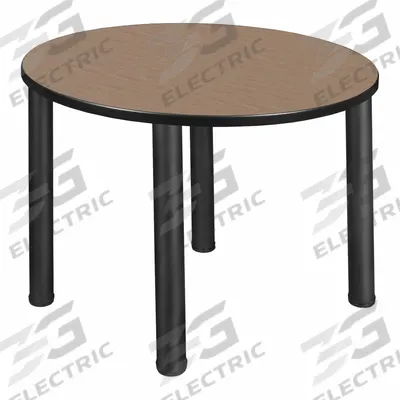 KEE Cafe/Breakroom Table: Laminate, Oak, 29 in Overall Ht - Max, Circle, Black - Cafe & Breakroom Tables
