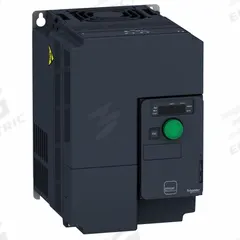 SCHNEIDER Variable Frequency Drive: In Phase Three, Out Phase Three, 7 1/2 hp, IP20, No Bypass (MPN ATV320U55N4C). Key specifications — Style: Compact; Color: Black/Green; Output Phase: Three.