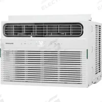 FRIGIDAIRE Window Air Conditioner: 300 sq ft – 350 sq ft, 8,000 BtuH, 115V AC, 5-15P, Electric Heat (MPN FHWH084WB1). Key specifications — Brand: FRIGIDAIRE; Combined Energy Efficiency Ratio (CEER) Rating: 10.9; Voltage: 115V AC; NEMA Plug Configuration: 5-15P; Special Features_Broad: Remote Control.